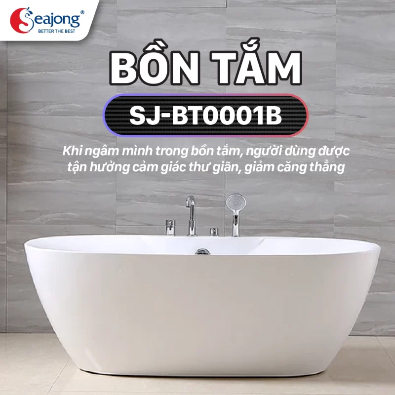 Mẫu bồn tắm oval có gắn vòi SJ-BT0001B