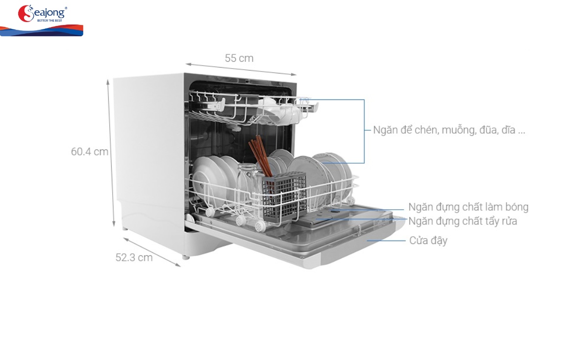 Kích thước của máy rửa chén mini