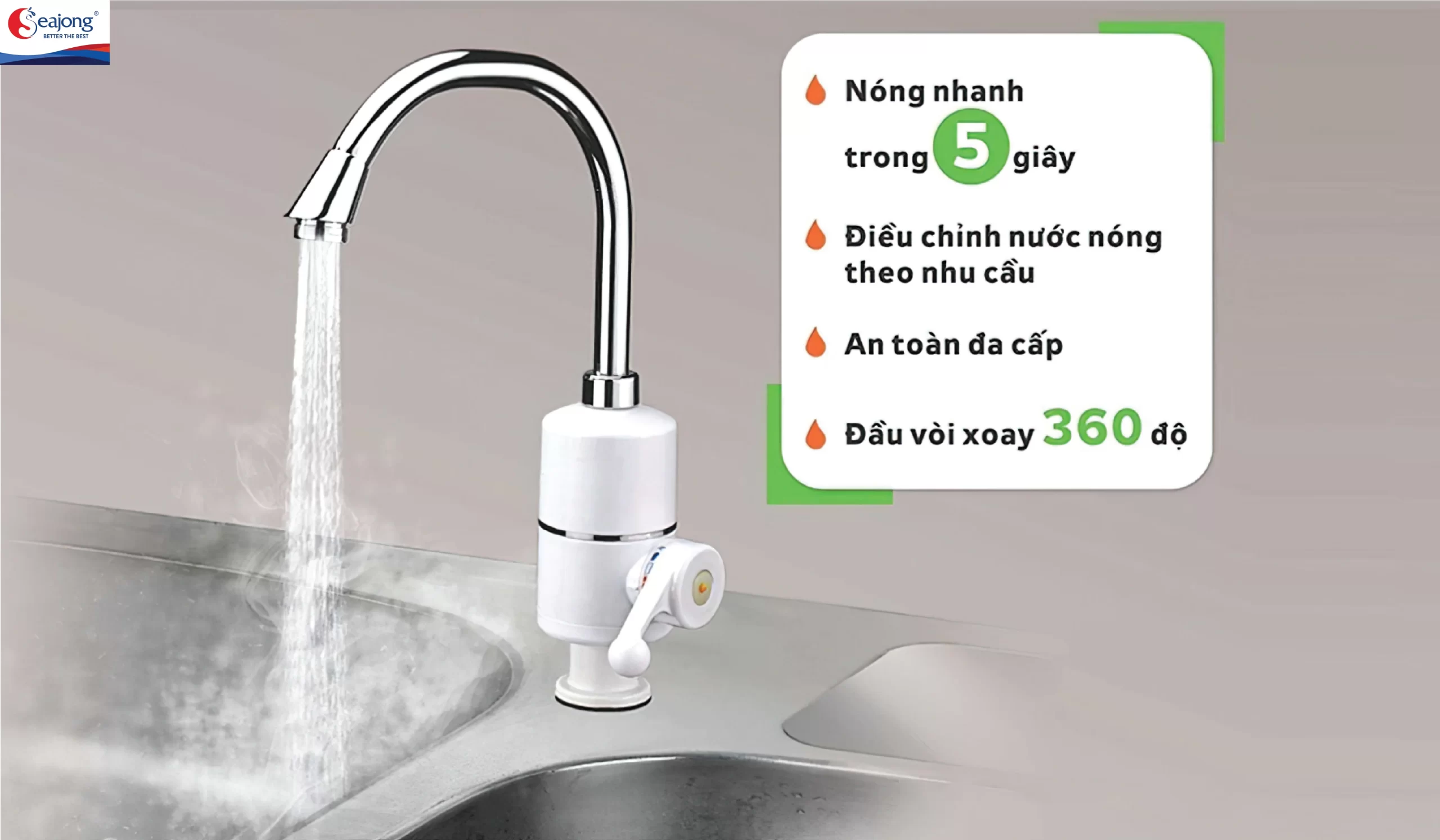 Các tiện ích của vòi nước nóng lạnh trực tiếp