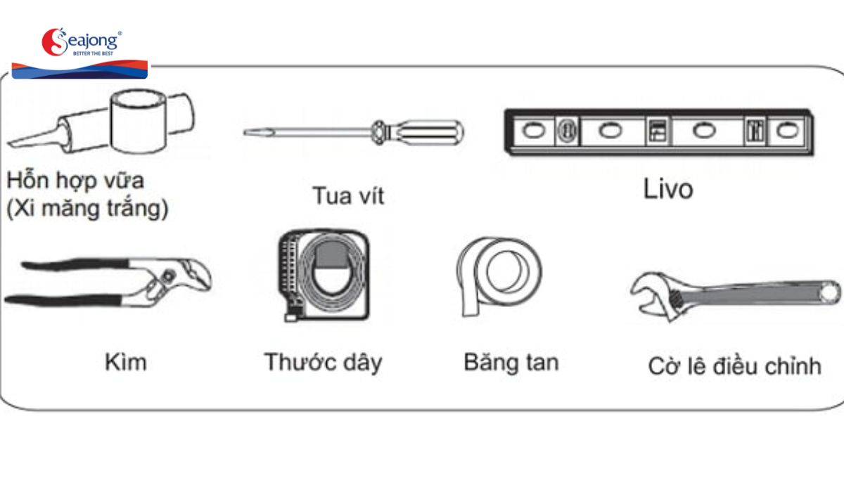 Chuẩn bị dụng của để lắp đặt bồn cầu một khối