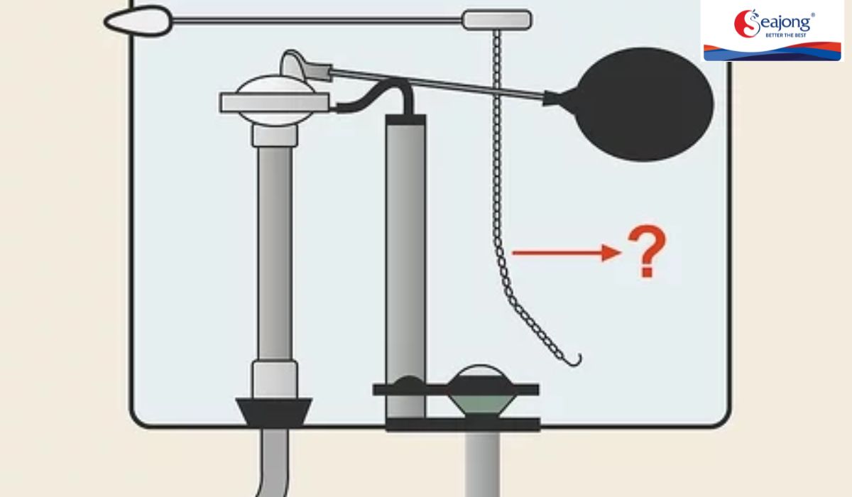 Tháo dây xích ra khỏi cần gạt nước bồn cầu