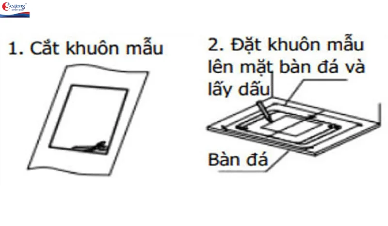 Đặt lavabo vào vị trí đã khoét lỗ, căn chỉnh cho đúng