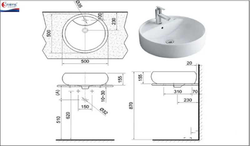 Lavabo âm bàn là loại chậu rửa có thiết kế đặc biệt, được lắp chìm hoàn toàn