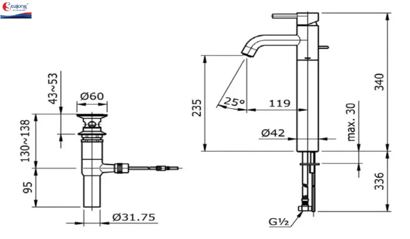 Khi lắp đặt bàn đá lavabo âm, việc chọn đúng kích thước là yếu tố quan trọng