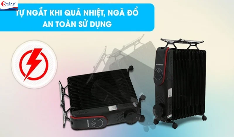 Không chỉ sưởi ấm, quạt sưởi dầu còn tích hợp thêm giá hong khô quần áo