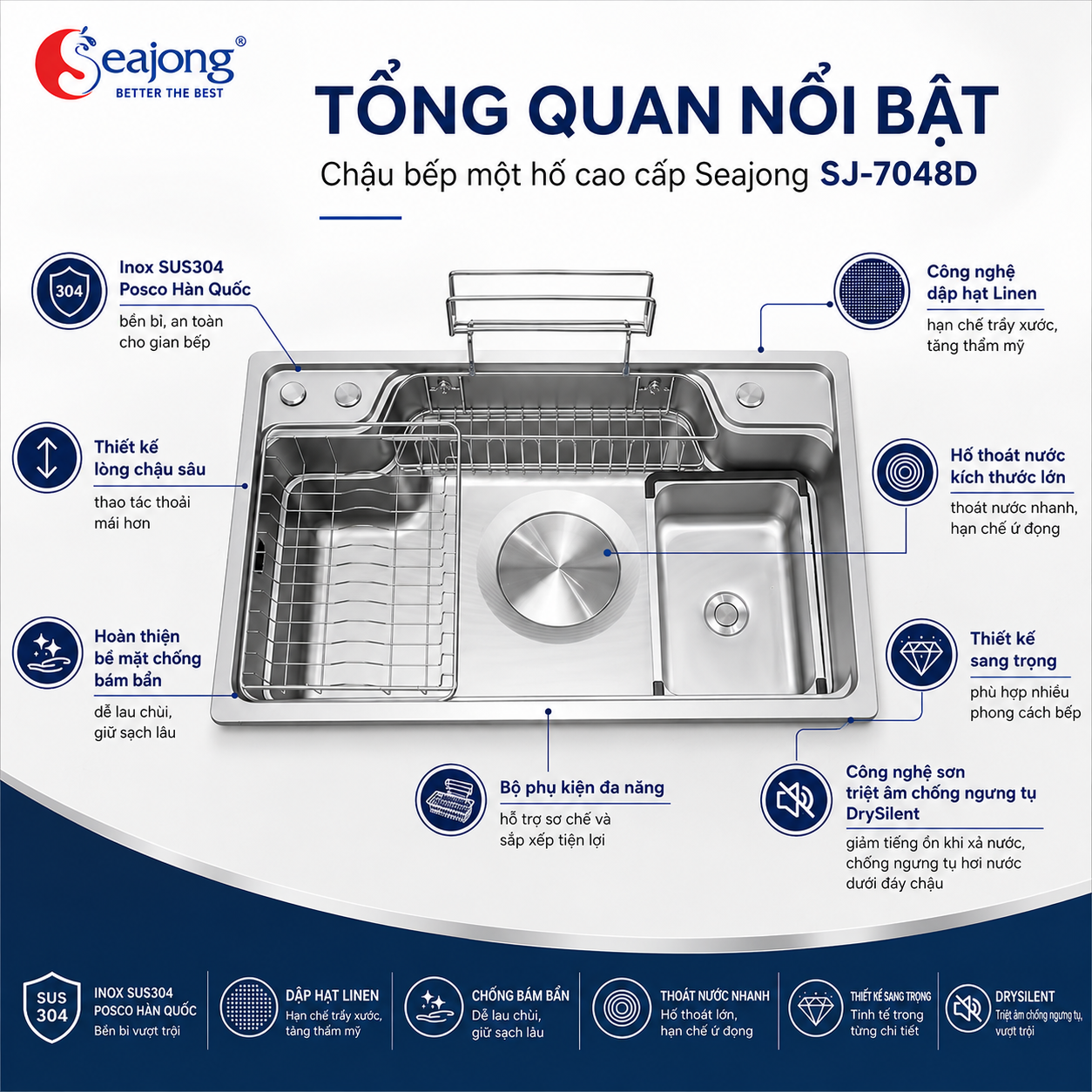 Chậu bếp một hố cao cấp SJ-7848D-2