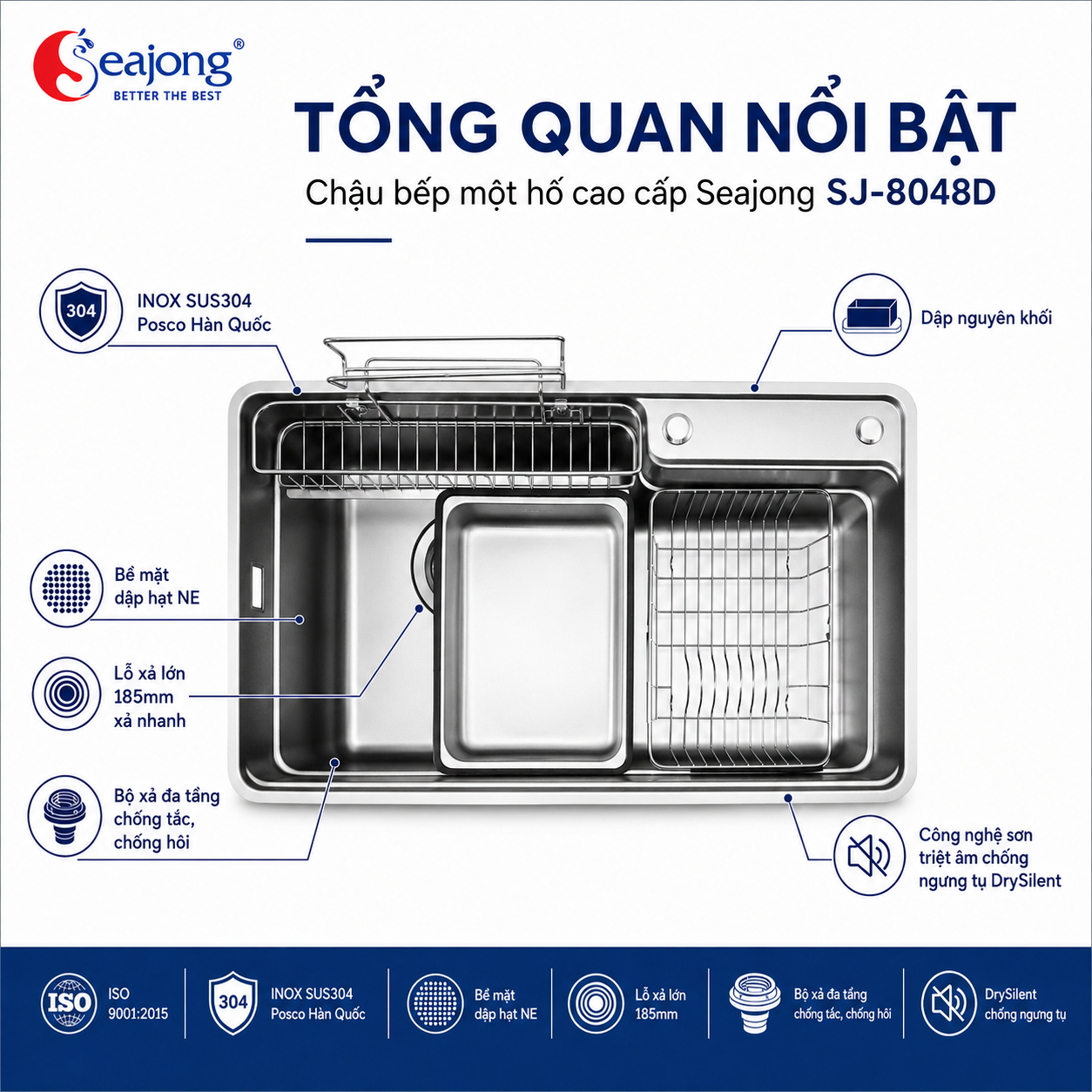 Chậu bếp một hố cao cấp SJ-8048D