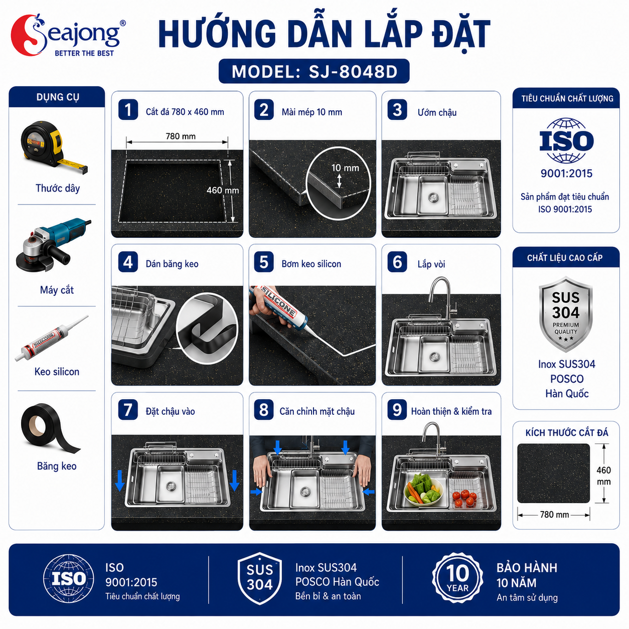 Chậu bếp một hố cao cấp SJ-8048D