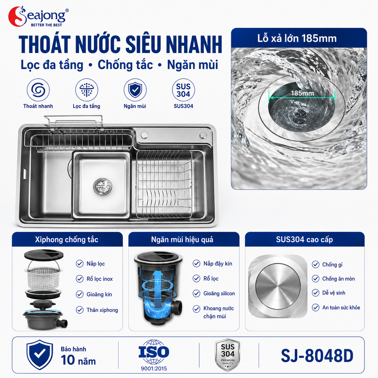 Chậu bếp một hố cao cấp SJ-8048D
