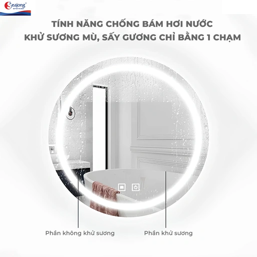 GƯƠNG LED SẤY TRÒN CÓ KHUNG VIỀN 60CM SEAJONG SJ-6060BS