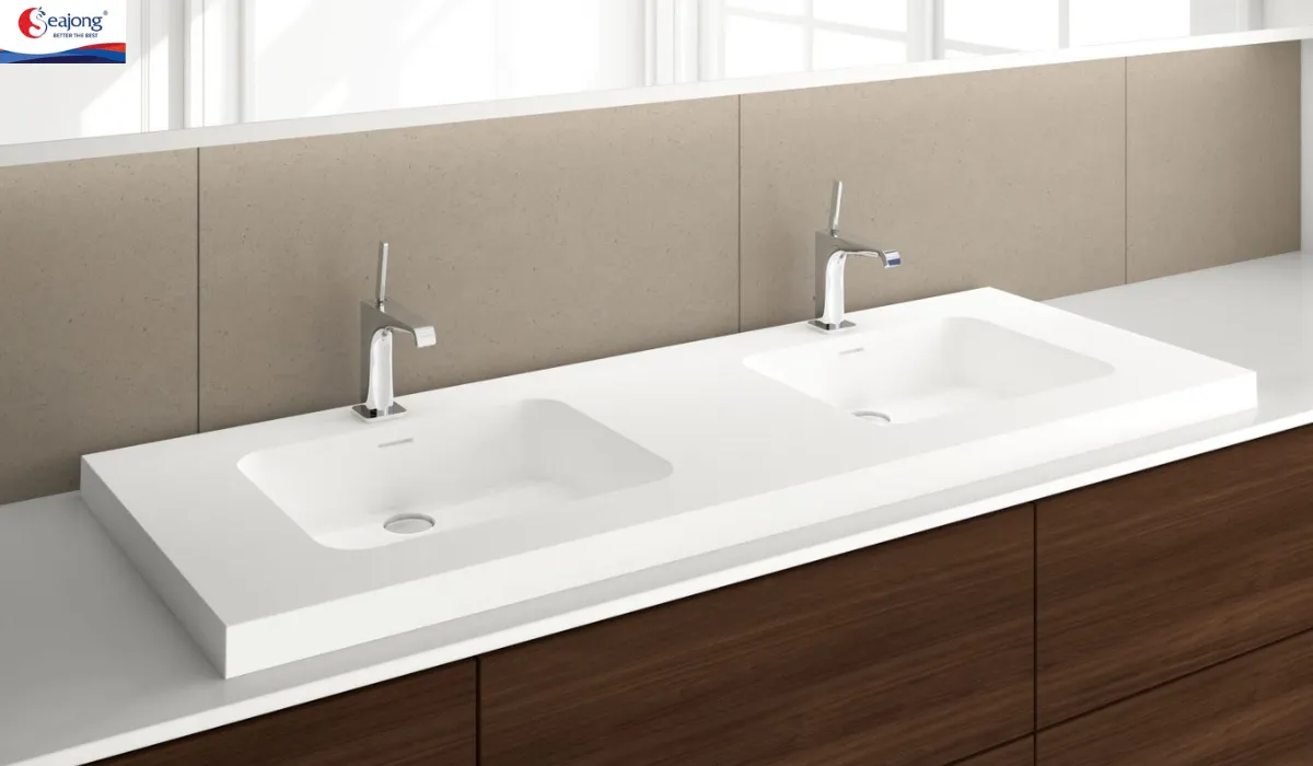 Mẫu lavabo sứ trắng tinh tế, hiện đại