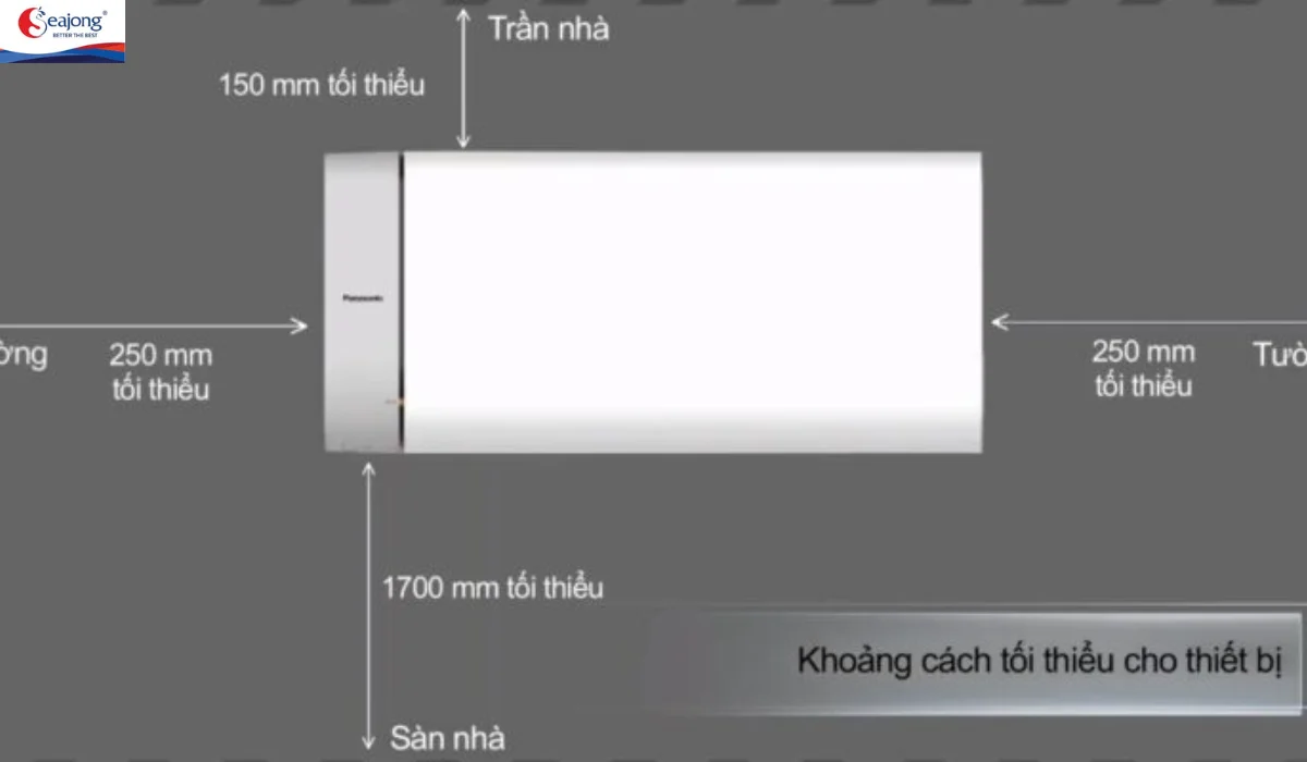  Chiều cao tối thiểu để lắp bình nóng lạnh thường dao động từ 1,5m đến 1,7m 