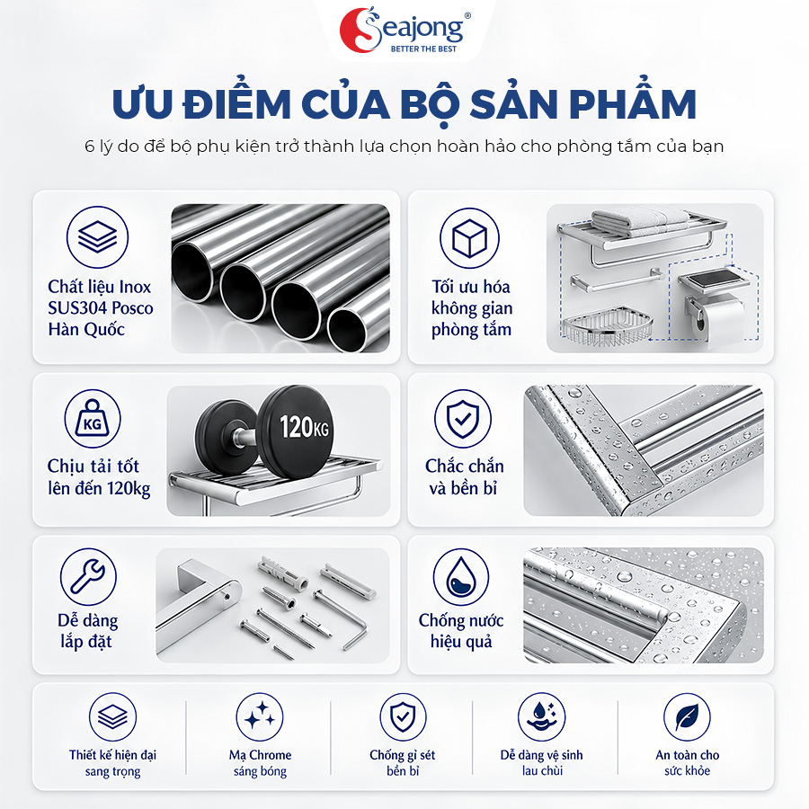 Bộ phụ kiện 5 Món mạ Chrome cao cấp