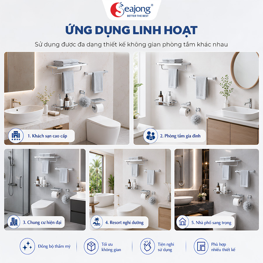 Bộ phụ kiện 5 Món mạ Chrome cao cấp