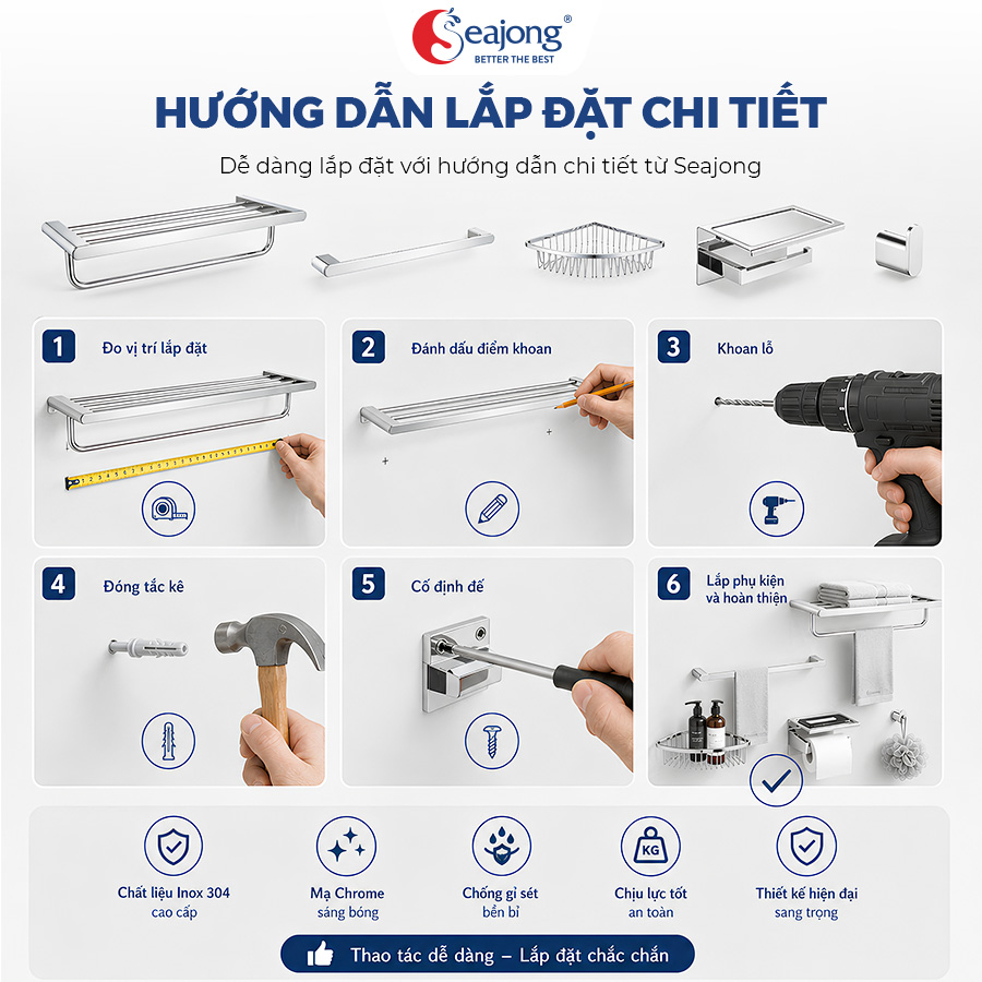 Bộ phụ kiện 5 Món mạ Chrome cao cấp