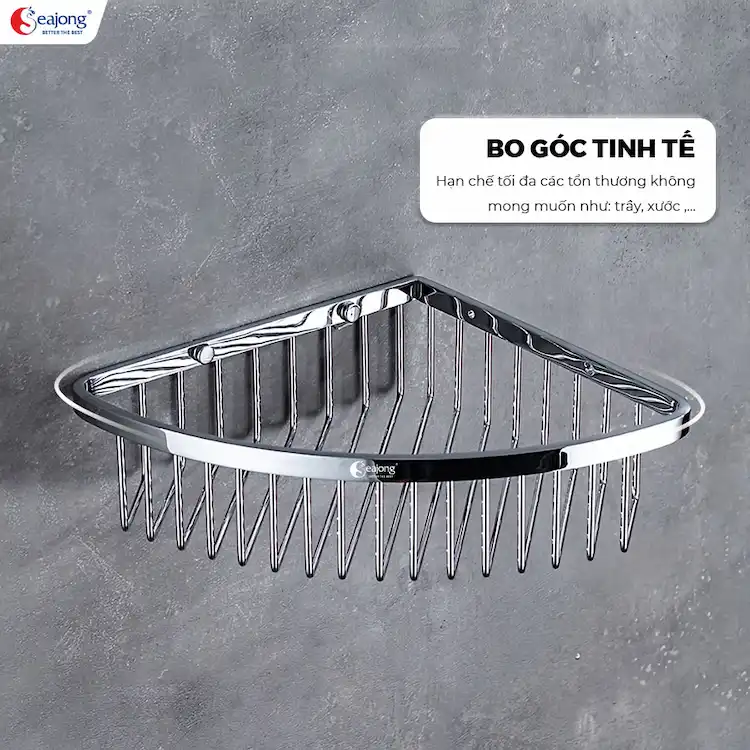 Kệ góc nan nhỏ một tầng mạ Chrome cao cấp SJ-PK3666D-SR