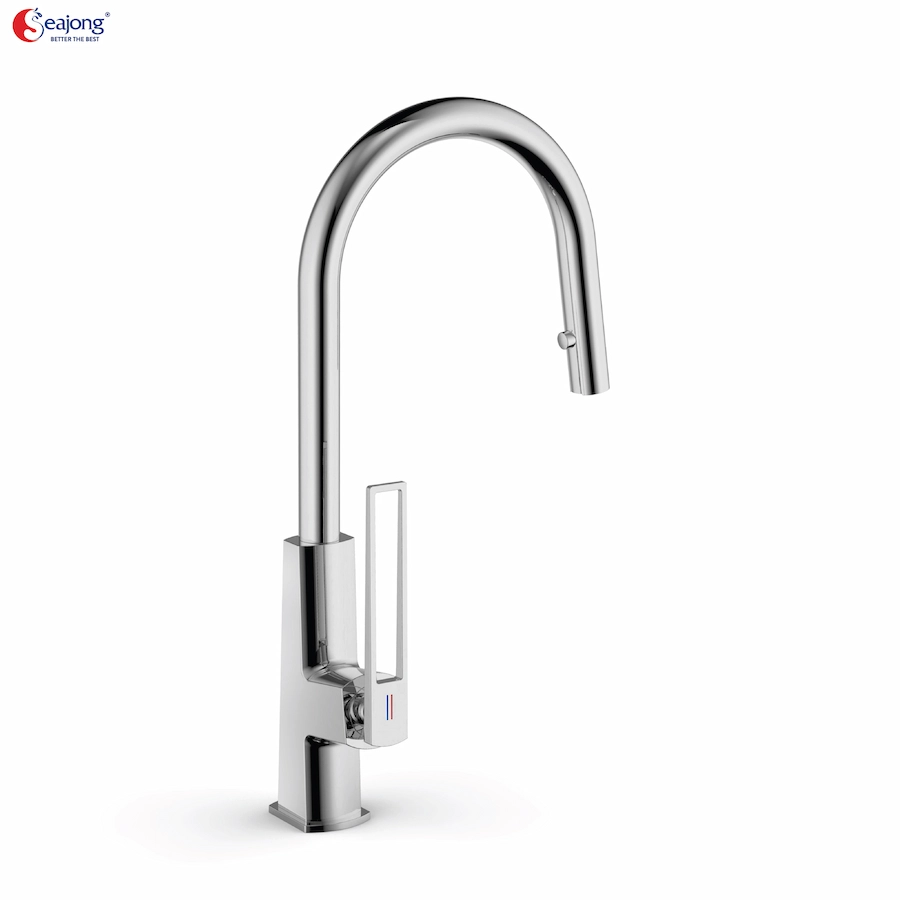 Vòi bếp dây rút mạ Chrome SJ-KF0004S