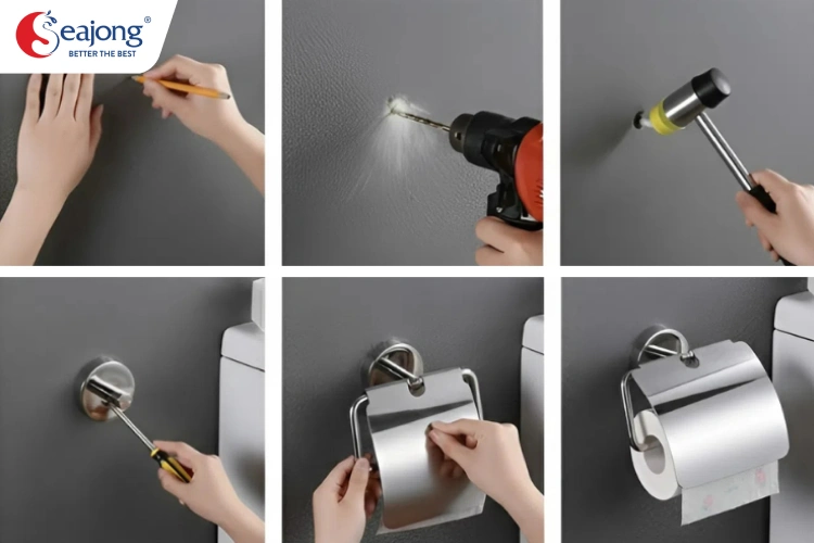 cách lắp đặt bộ phụ kiện phòng tắm-lo-giay-ve-sinh-seajong