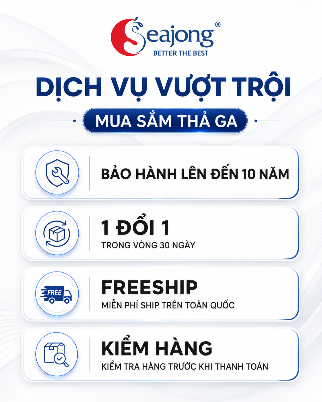 dịch vụ bảo hành của seajong