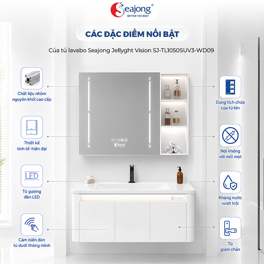 8 đặc điểm nổi bật của tủ lavabo Seajong Jellyght TL1050SUV3-WD09