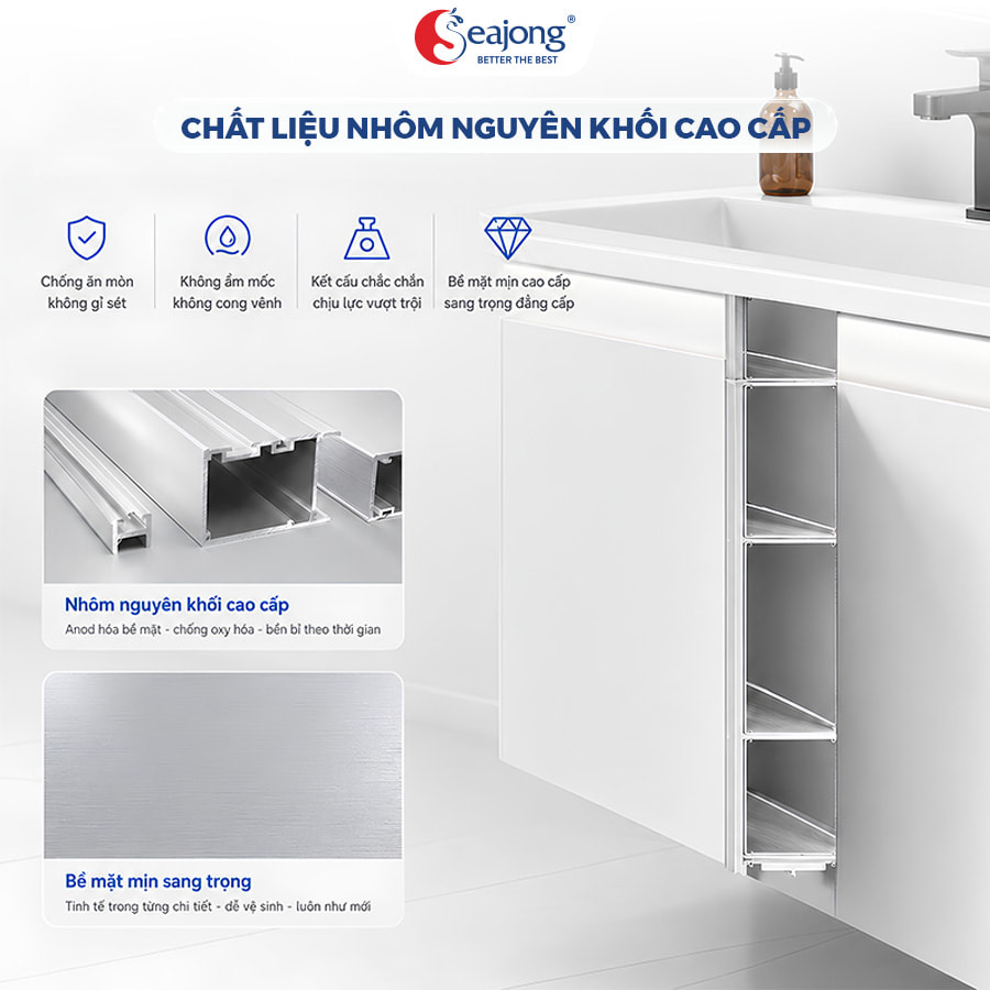 Mặt cắt chất liệu nhôm nguyên khối cao cấp
