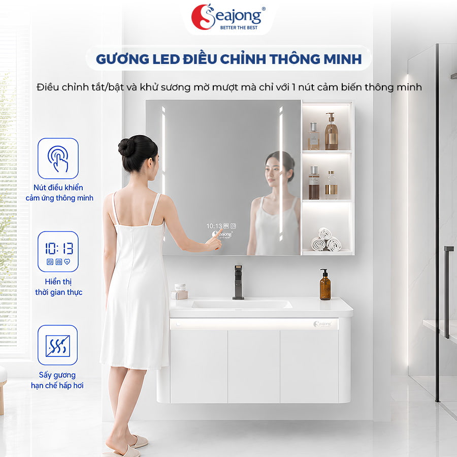 Công nghệ gương LED cảm biến có hiển thị thời gian