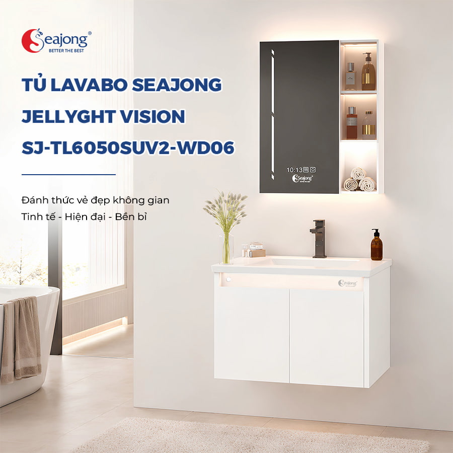 Toàn cảnh không gian đẳng cấp với Tủ lavabo Seajong Jellyght TL6050SUV2-WD06
