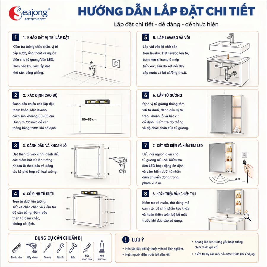 Hướng dẫn thi công lắp đặt chuẩn kỹ thuật 8 bước