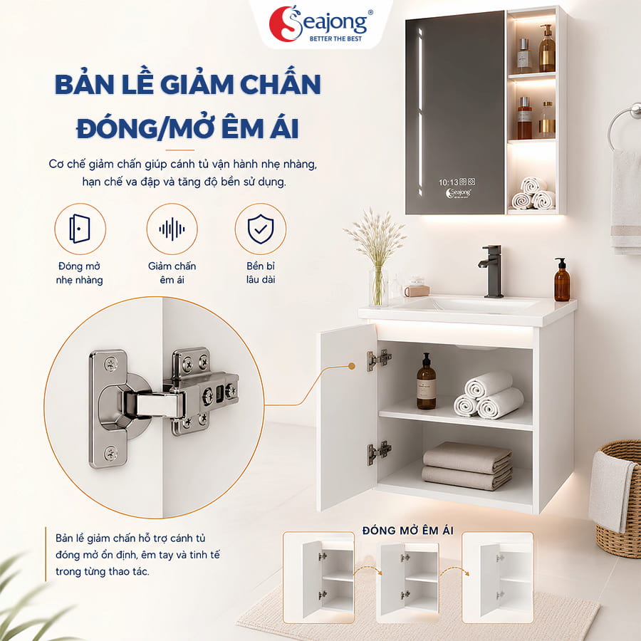 Bản lề inox giảm chấn giúp cánh tủ đóng mở êm ái