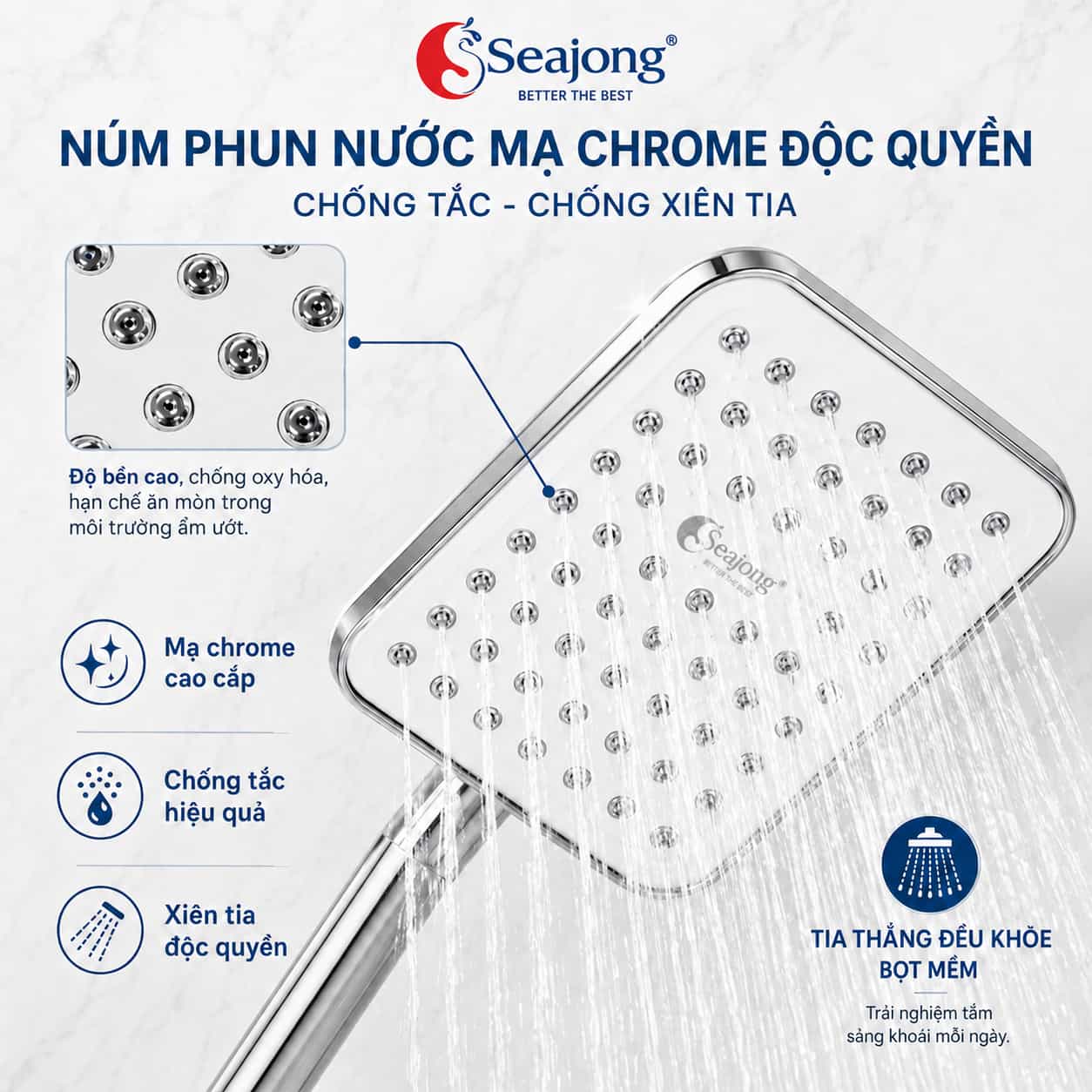Núm phun mạ Chrome chống tắc trên hệ sen cây Seajong