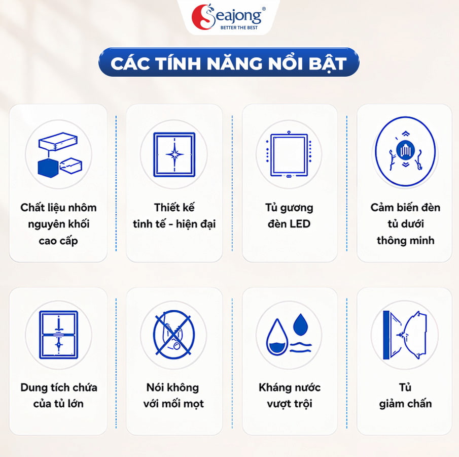 8 tính năng nổi bật của Tủ lavabo Seajong Jellyght TL8050SUV2-WD07