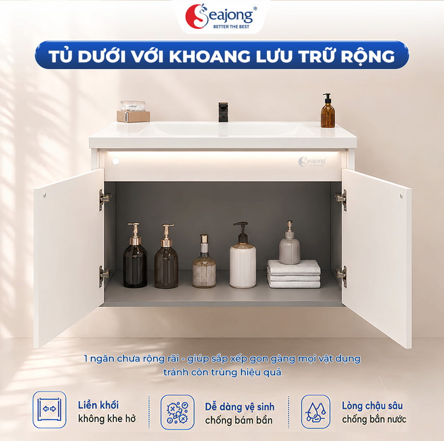 Khoang chứa tủ dưới 800mm cực kỳ rộng rãi