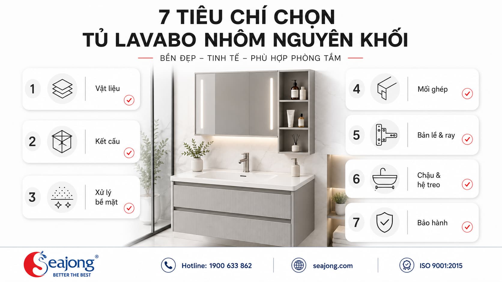 Tủ lavabo nhôm nguyên khối: Vì sao phù hợp với môi trường phòng tắm?