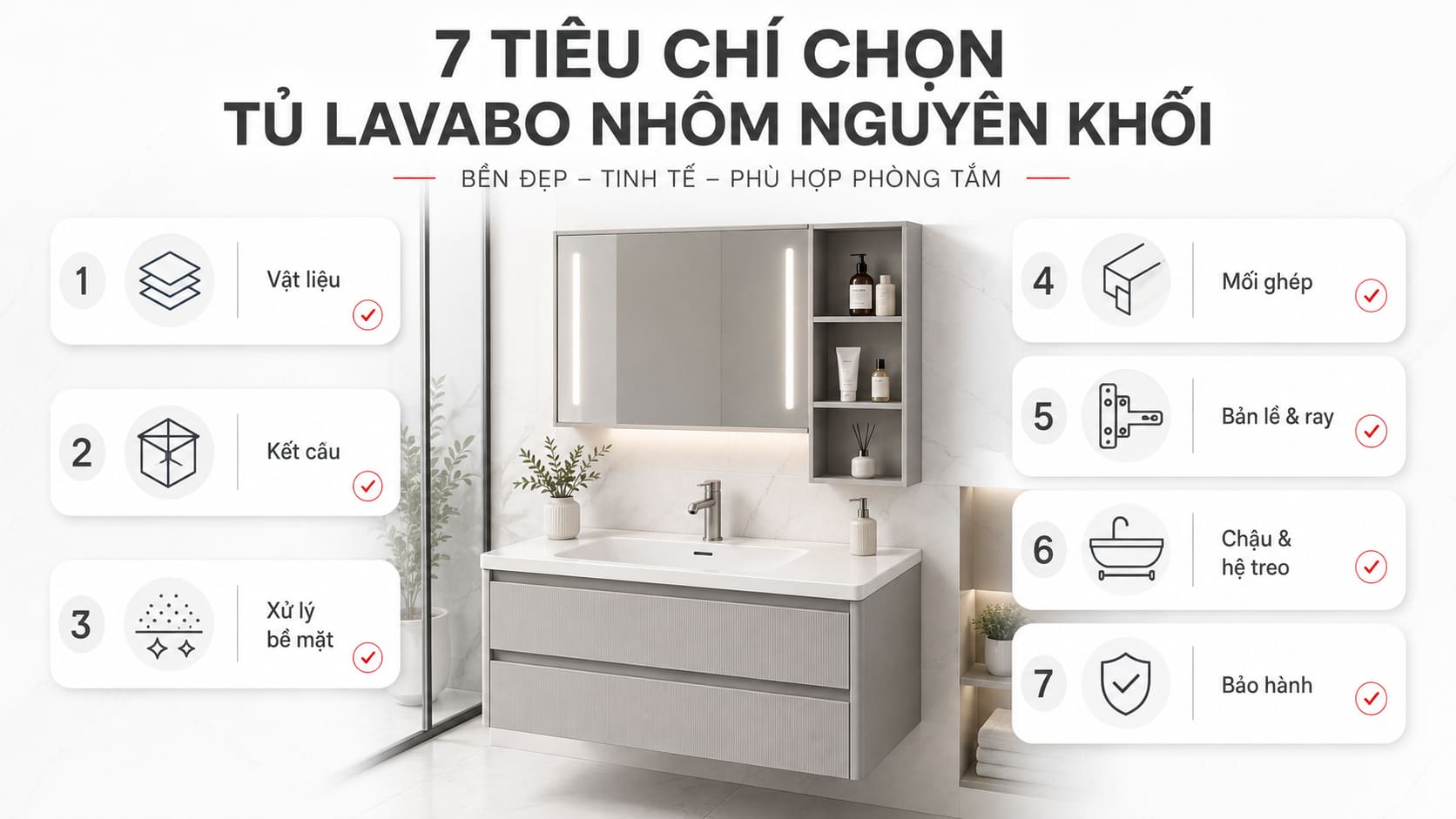 Tủ lavabo nhôm nguyên khối: Vì sao phù hợp với môi trường phòng tắm?