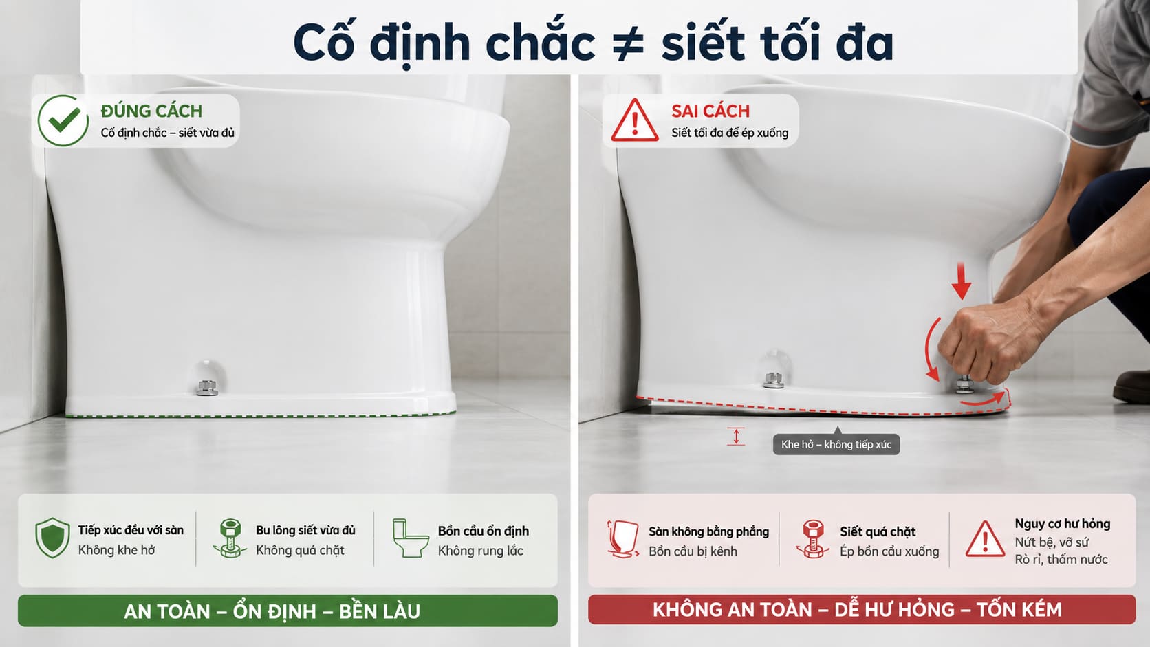 8 sai lầm thường gặp khi lắp đặt bồn cầu và cách phòng tránh