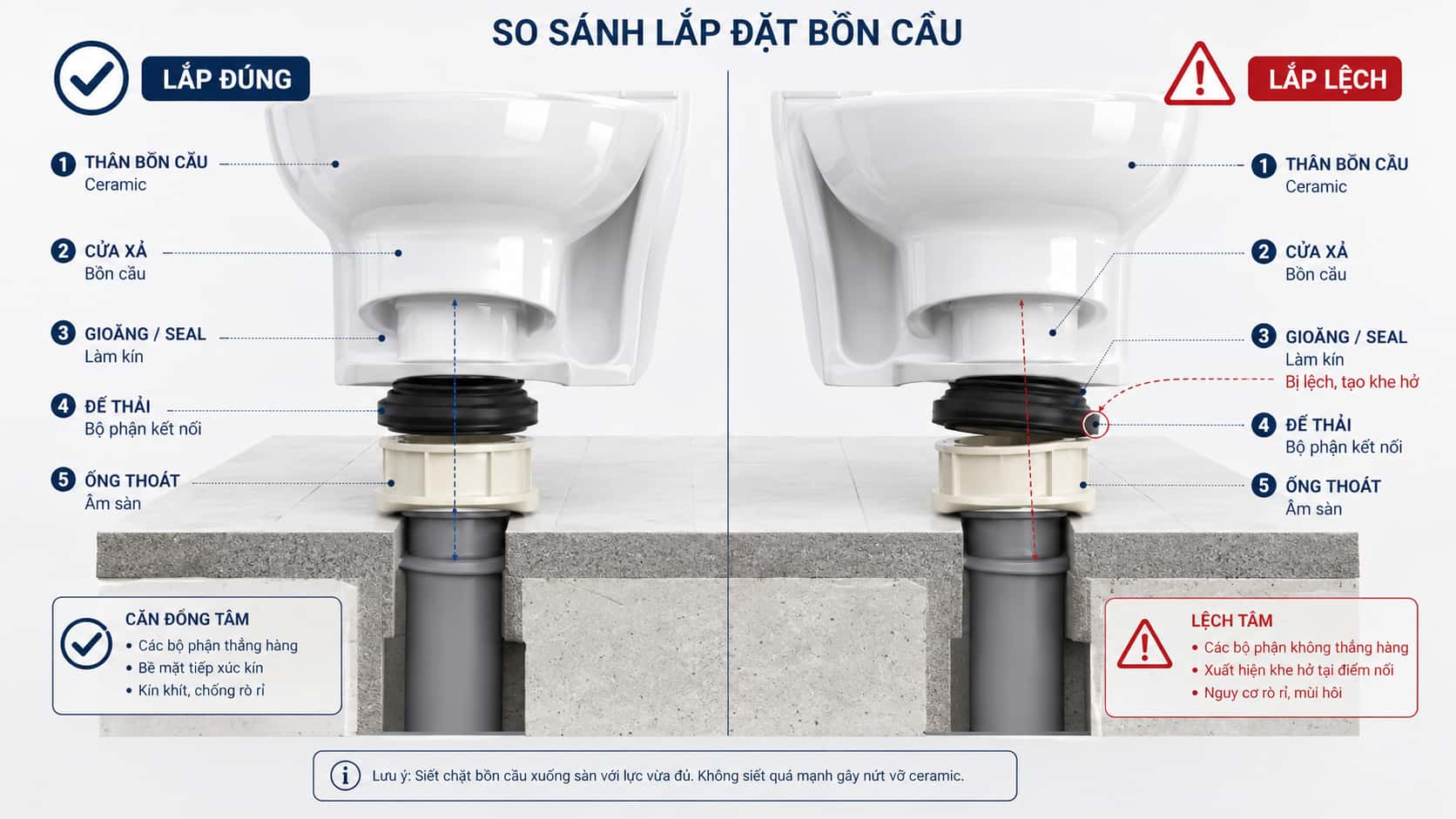 8 sai lầm thường gặp khi lắp đặt bồn cầu và cách phòng tránh