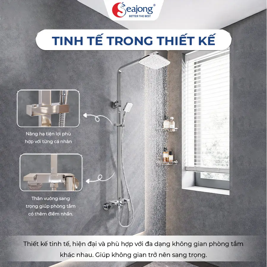 Thiết kế Sen cây tắm đứng Seajong SJ-SC0102V-SR trong phòng tắm