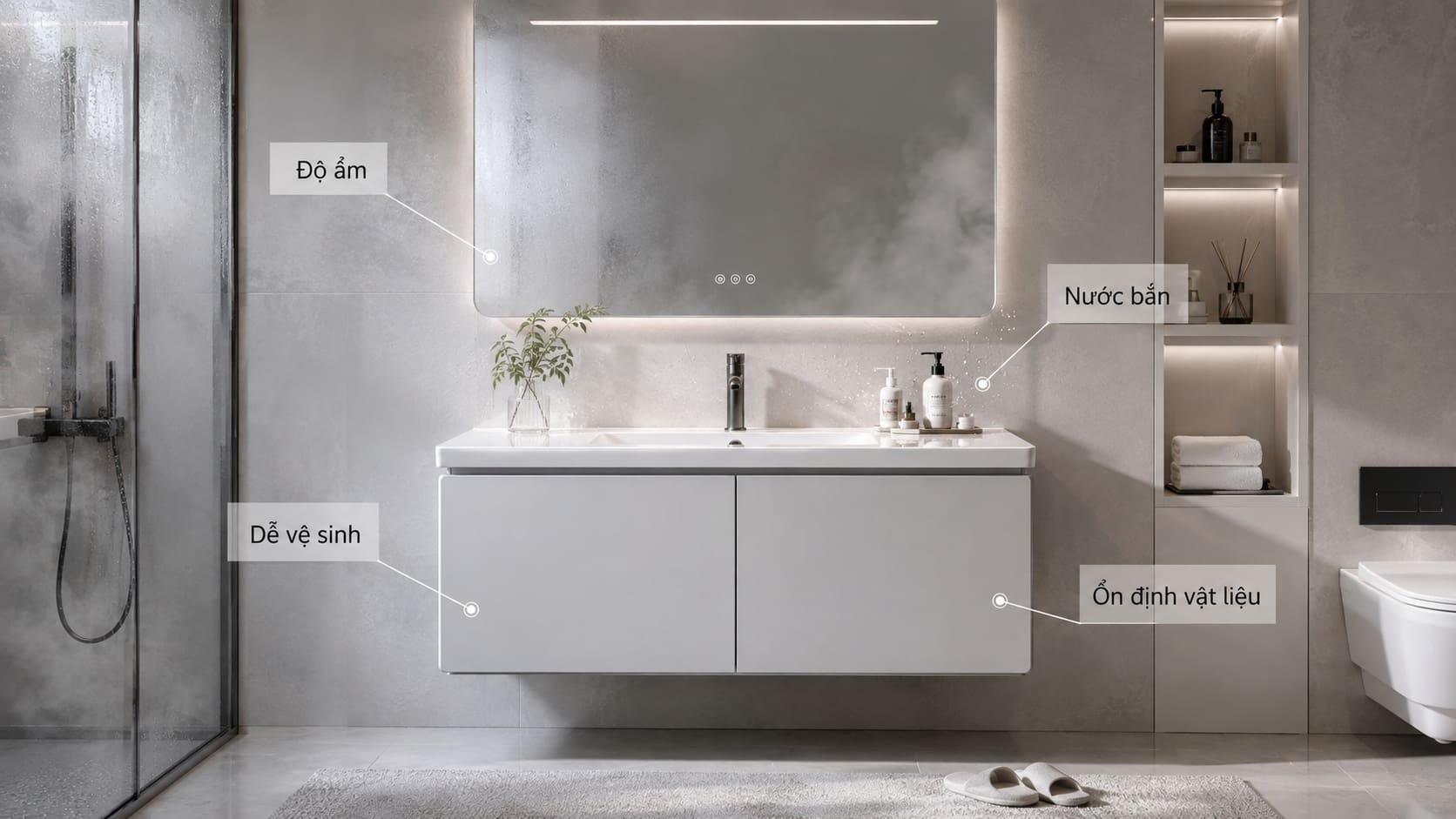 Tủ lavabo nhôm nguyên khối: Vì sao phù hợp với môi trường phòng tắm?