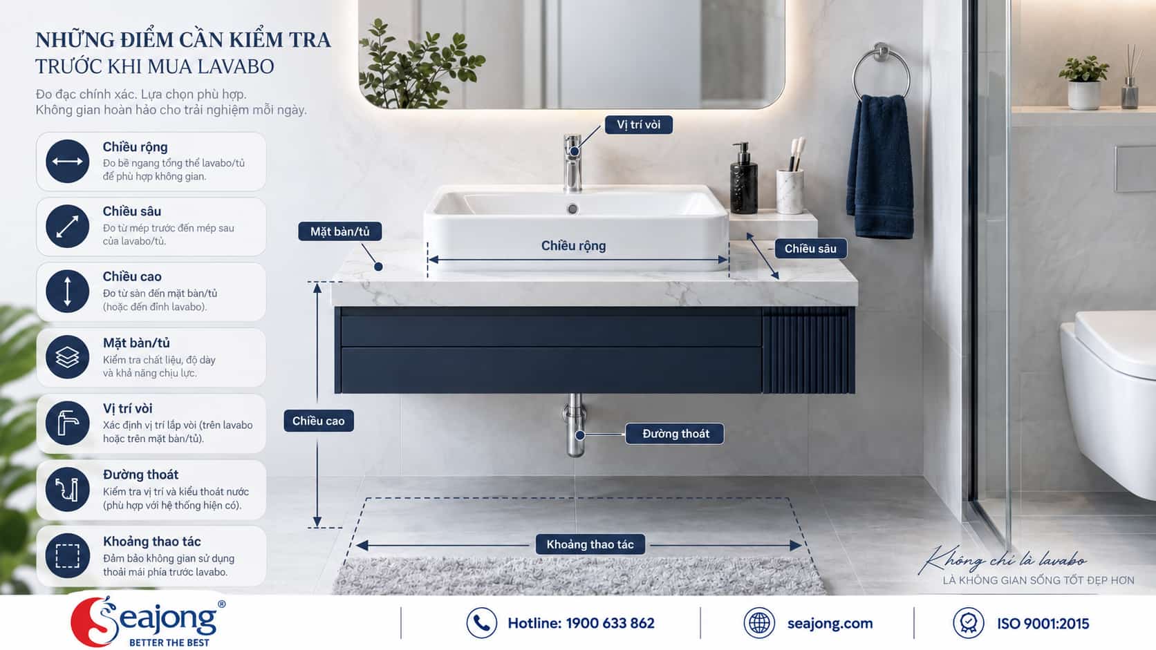 Cách chọn kích thước lavabo để không mua sai