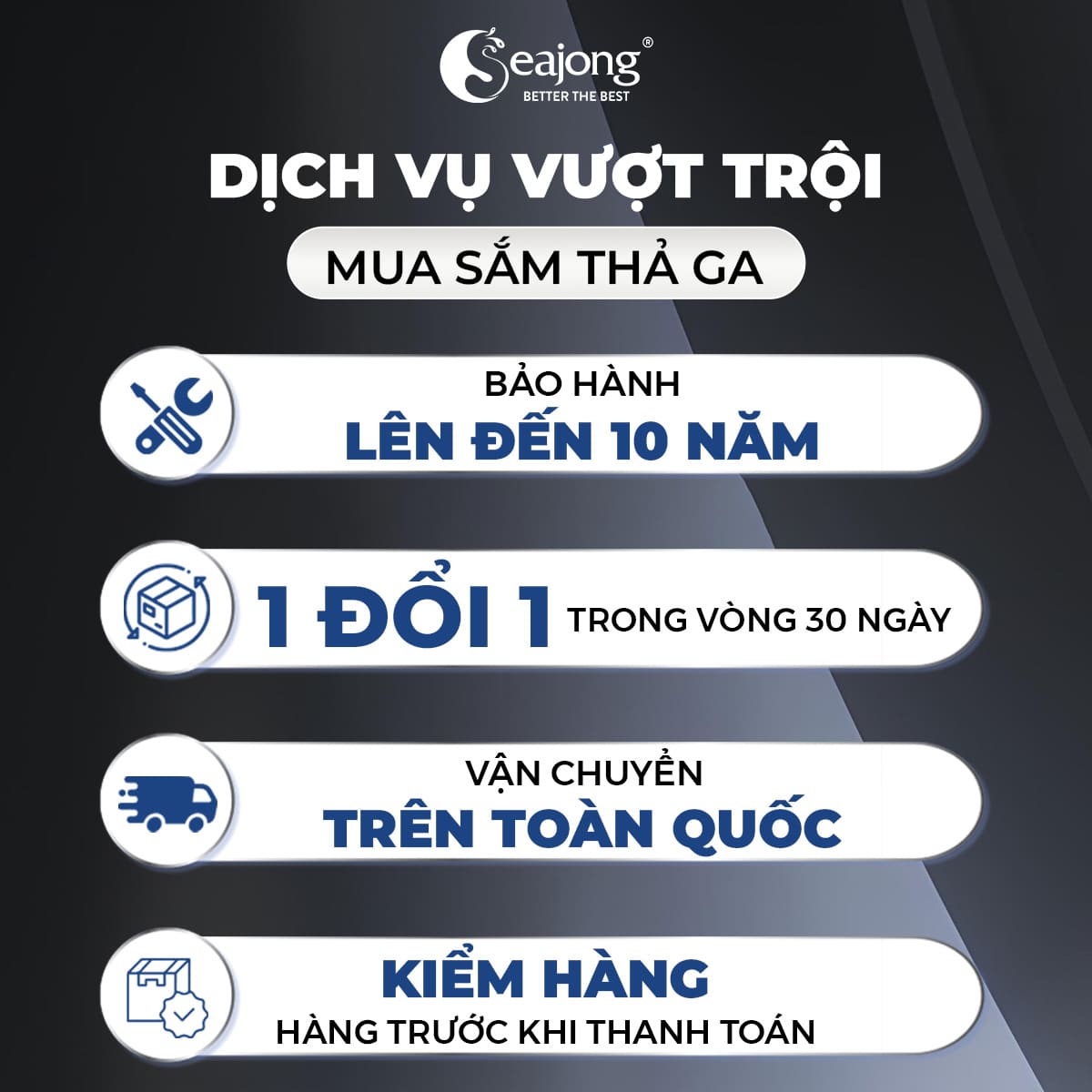 Chính sách dịch vụ Bồn cầu thông minh Seajong SJ-TLT105SFDUV
