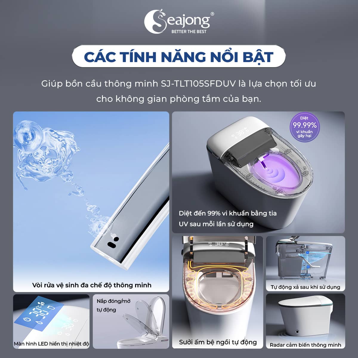 Các tính năng nổi bật của Bồn cầu thông minh Seajong SJ-TLT105SFDUV