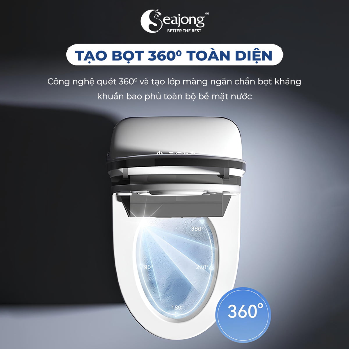 Công nghệ tạo bọt 360 của Bồn cầu thông minh Seajong SJ-TLT105SFDUV