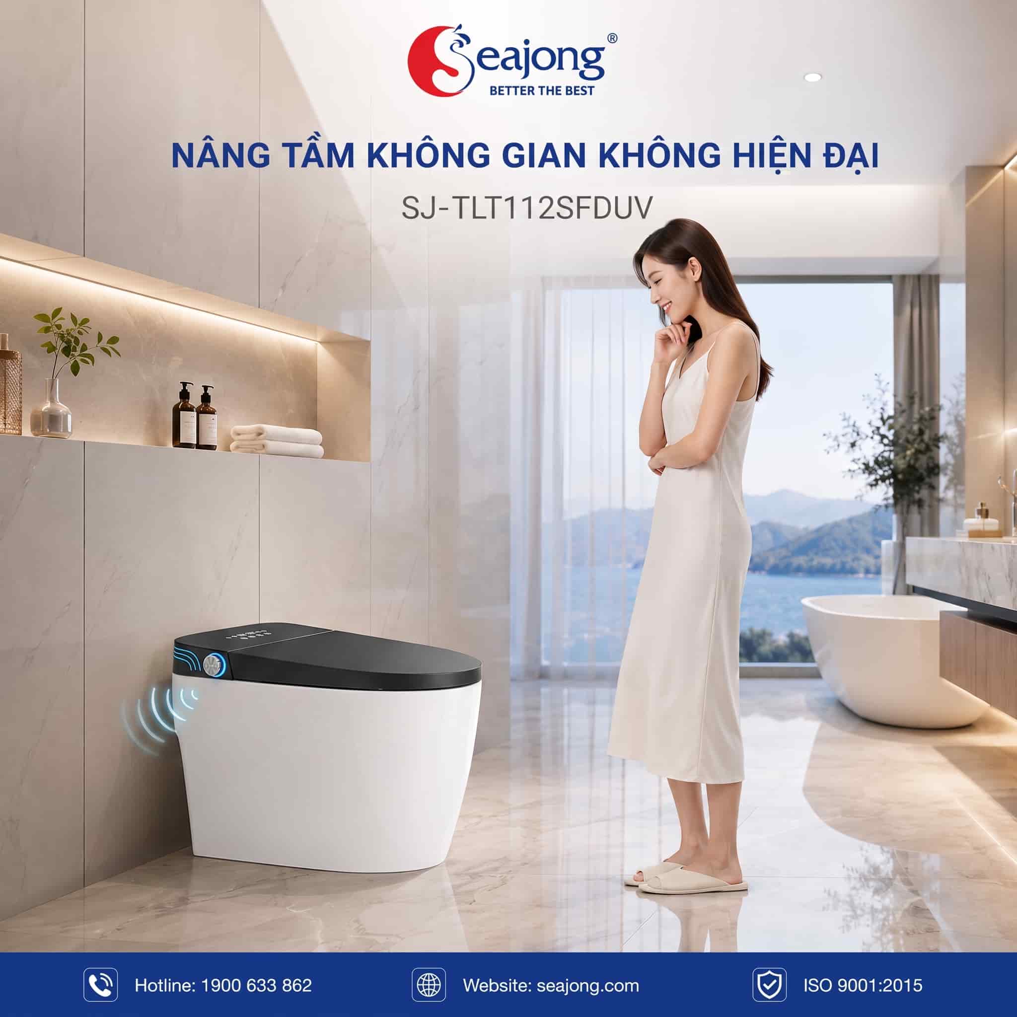 Bồn cầu thông minh Seajong SJ-TLT112SFDUV trong phòng tắm hiện đại