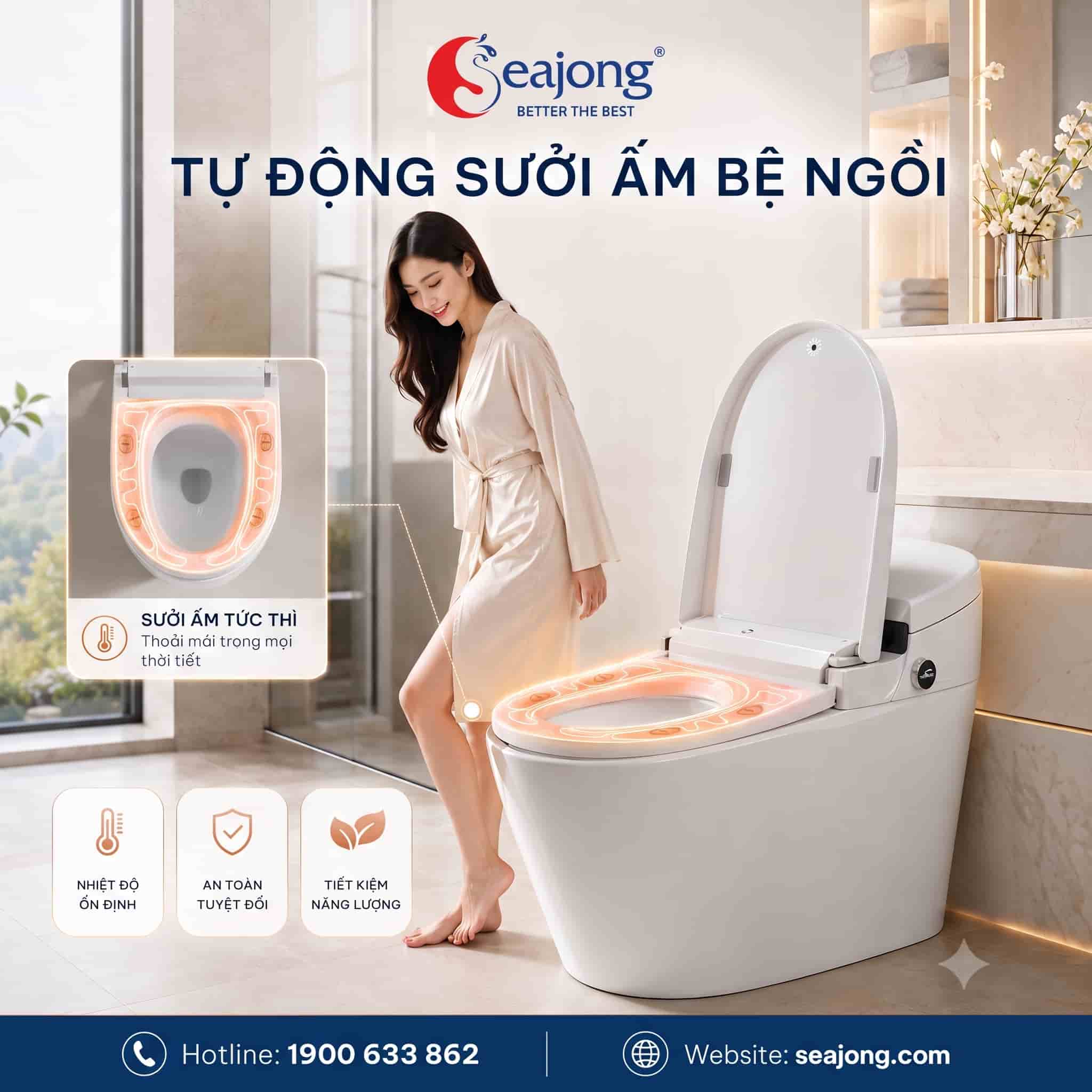 Sưởi ấm bệ ngồi Bồn cầu thông minh Seajong SJ-TLT112SFDUV