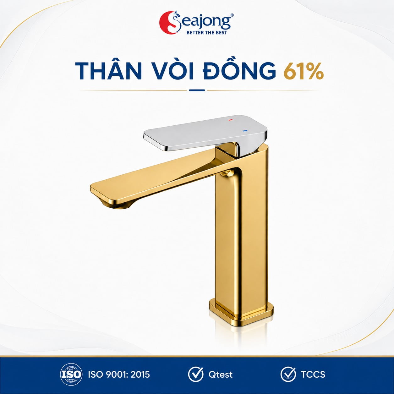 Thân đồng 61 phần trăm của vòi lavabo Seajong SJ-VL6031B-SR1