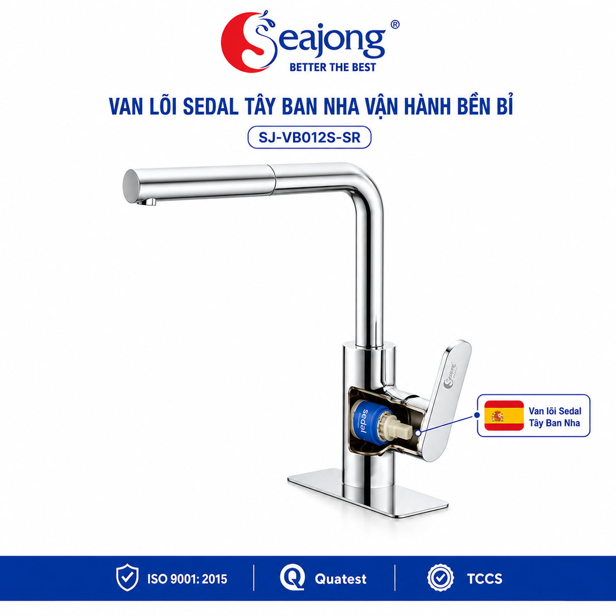 Lõi van SEDAL Tây Ban Nha của Vòi bếp dây rút Seajong SJ-VB012S-SR