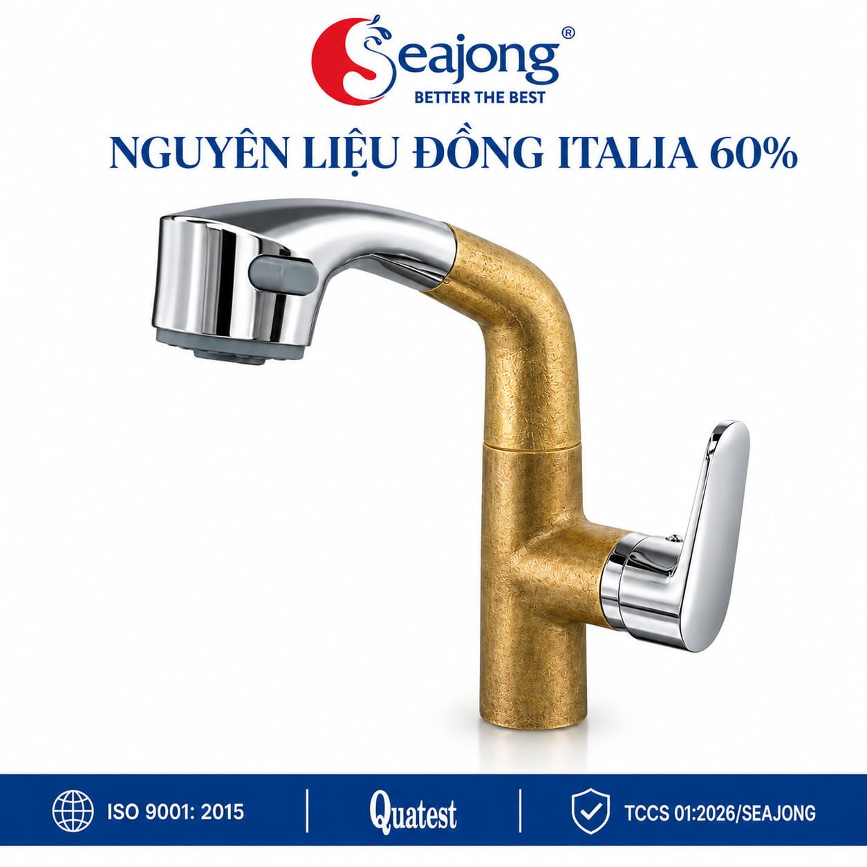 Thân đồng Italia 61% của vòi bếp Seajong SJ-VB302S-SR1