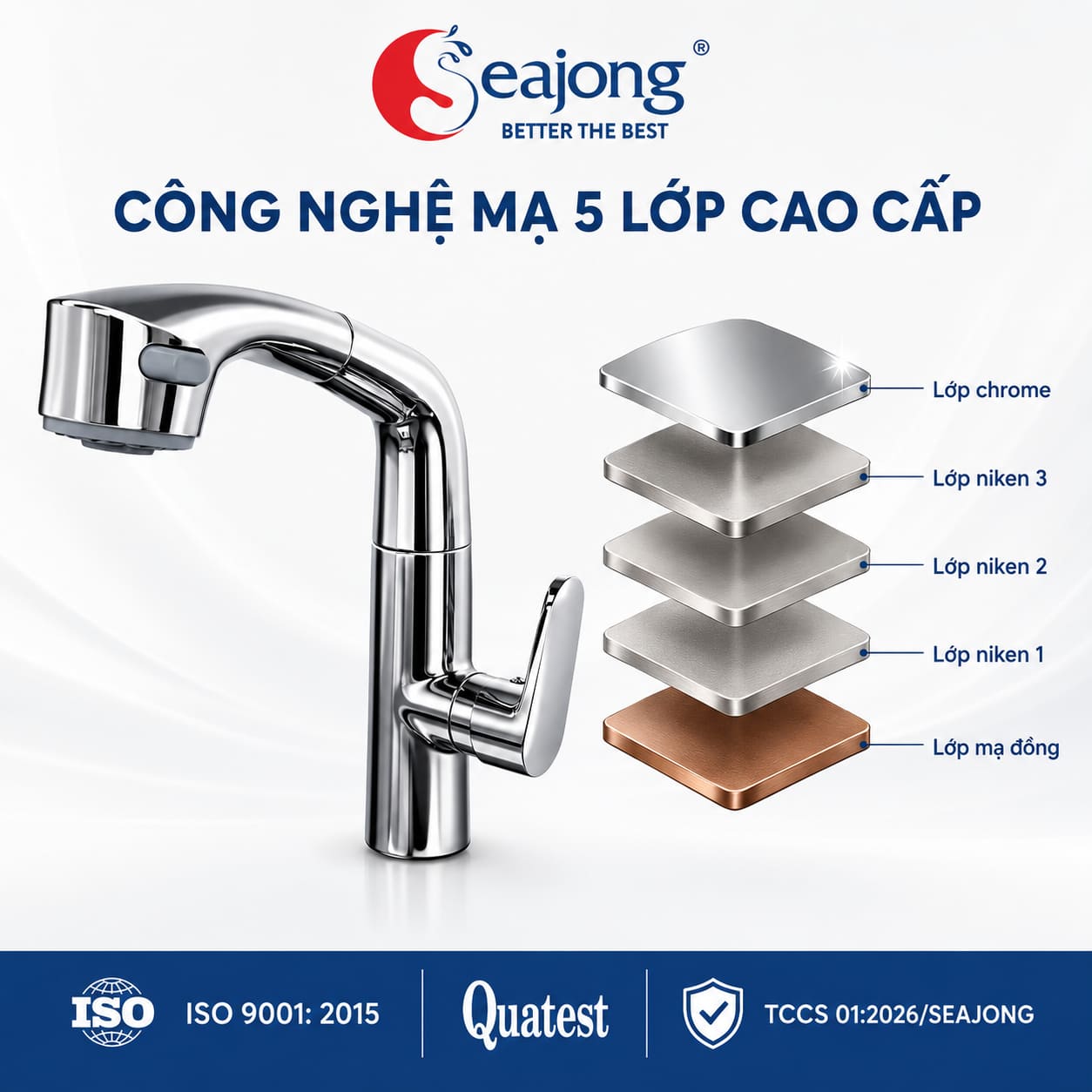 Công nghệ mạ Chrome 5 lớp của vòi bếp SJ-VB302S-SR1