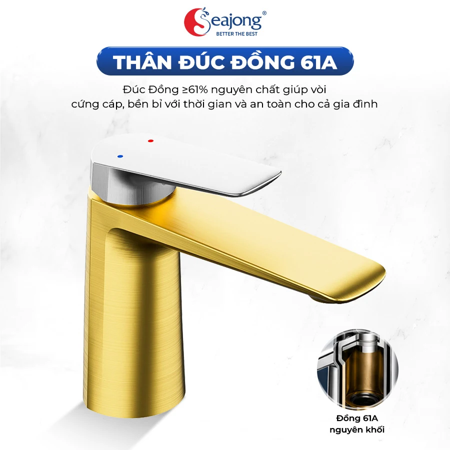 Thân đúc đồng 61A của vòi lavabo Seajong SJ-VL7001B-SR
