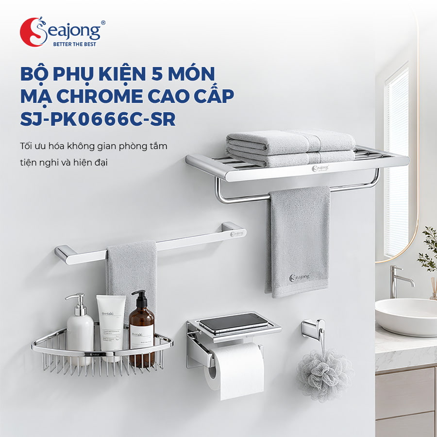 Bộ phụ kiện 5 món mạ chrome Seajong SJ-PK0666C-SR